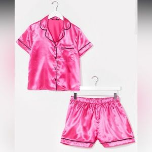 Nasty Gal hot pink silky PJ’s